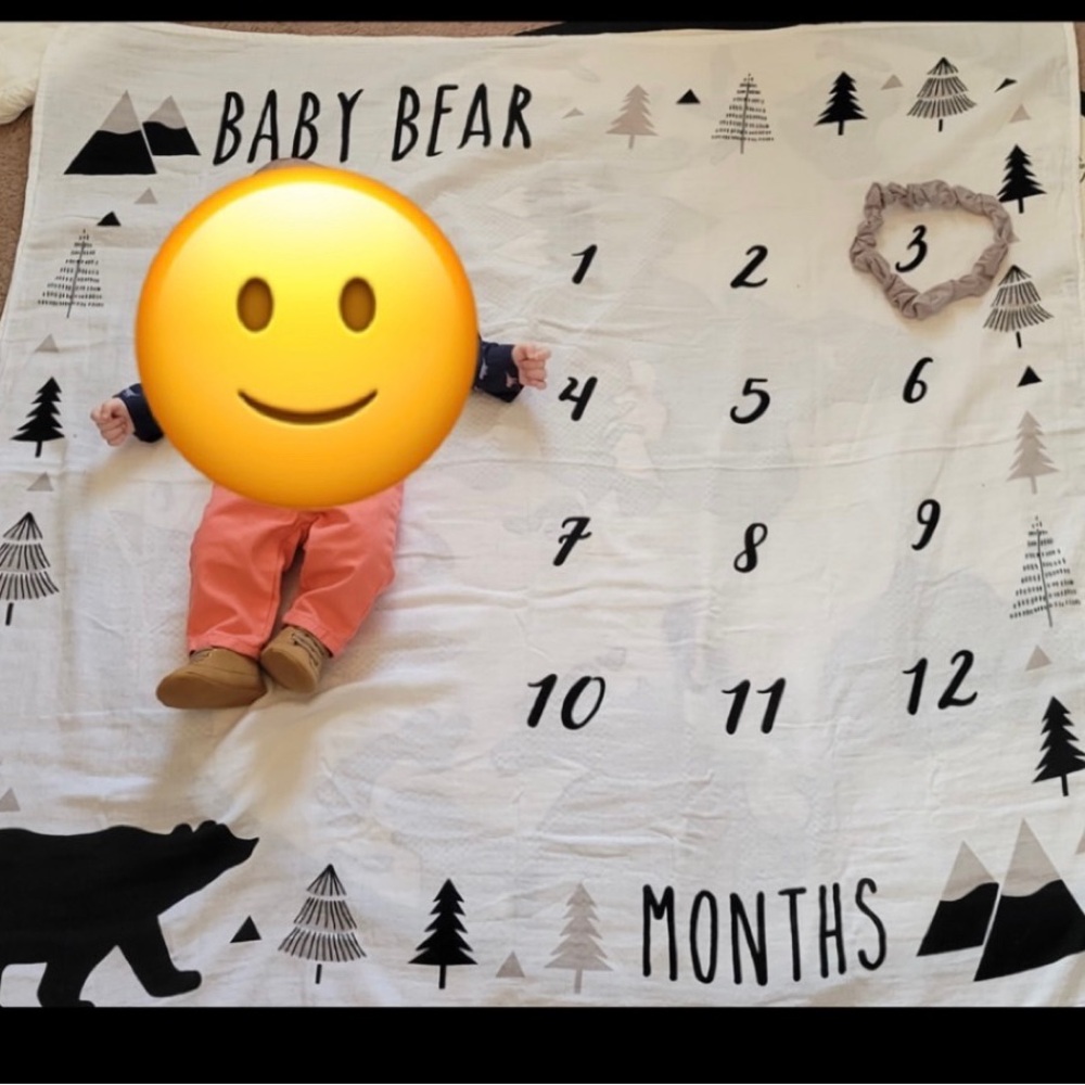 Baby boy Bear  mountains adventure Milestone Blanket